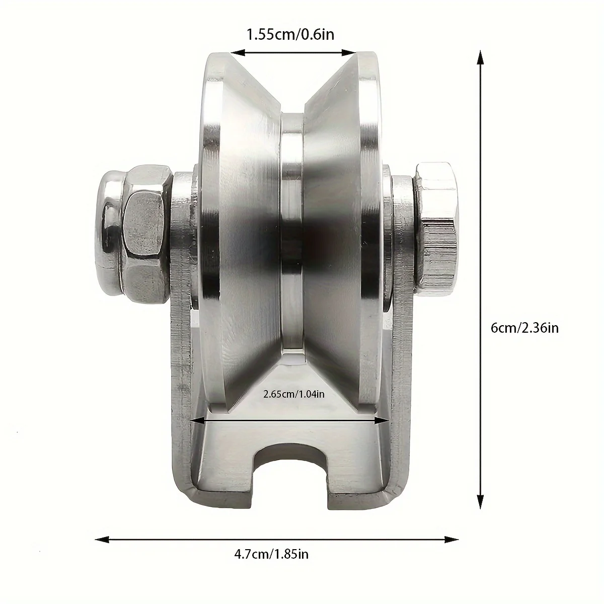 Detachable Oblique Stainless Steel V-Type Groove Sliding Wheel Roller Track Rail Fixed Pulley, Silver Tone