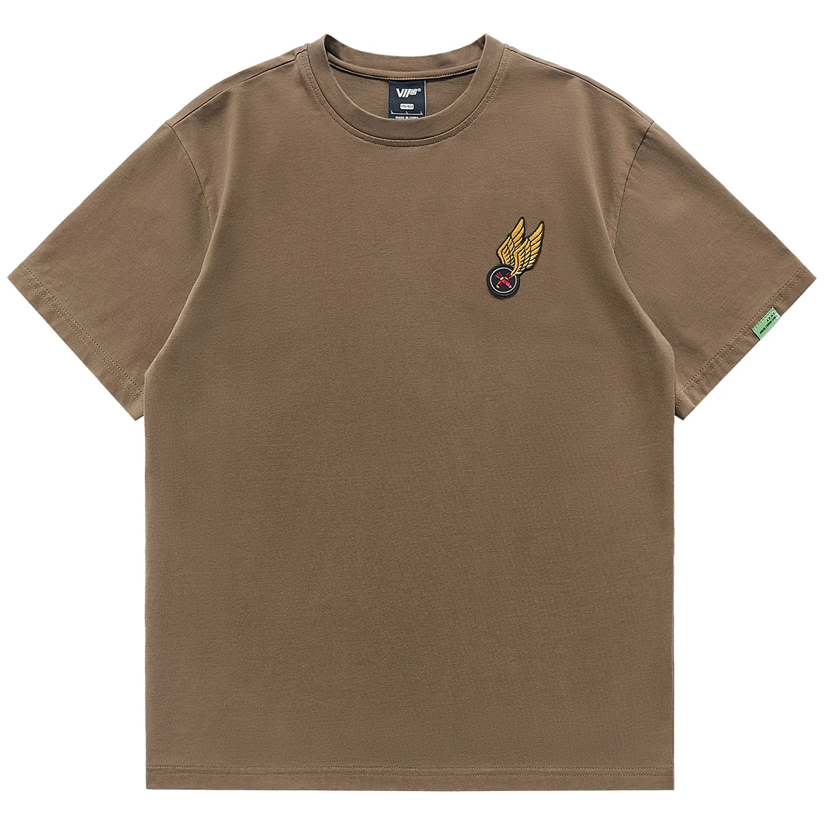 

Мужская модная повседневная футболка VIP Summer с вышивкой, свободного кроя, из чистого хлопка, в американском ретро-стиле, с вышивкой в технике «полотняный шов»