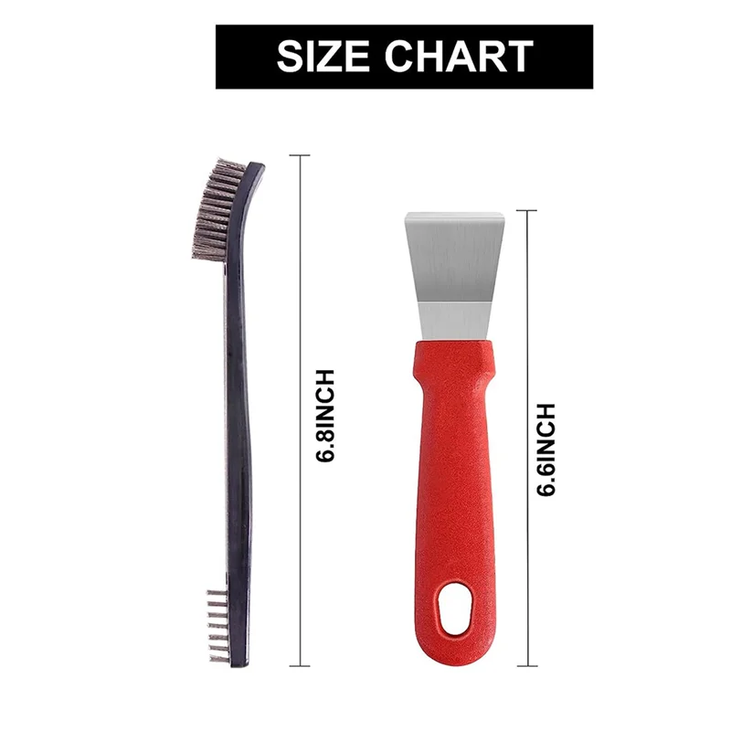 AB47-Wire Brush Set For Cleaning Black & Red Metal+Plastic With Paint Scraper For Rust,Dirt