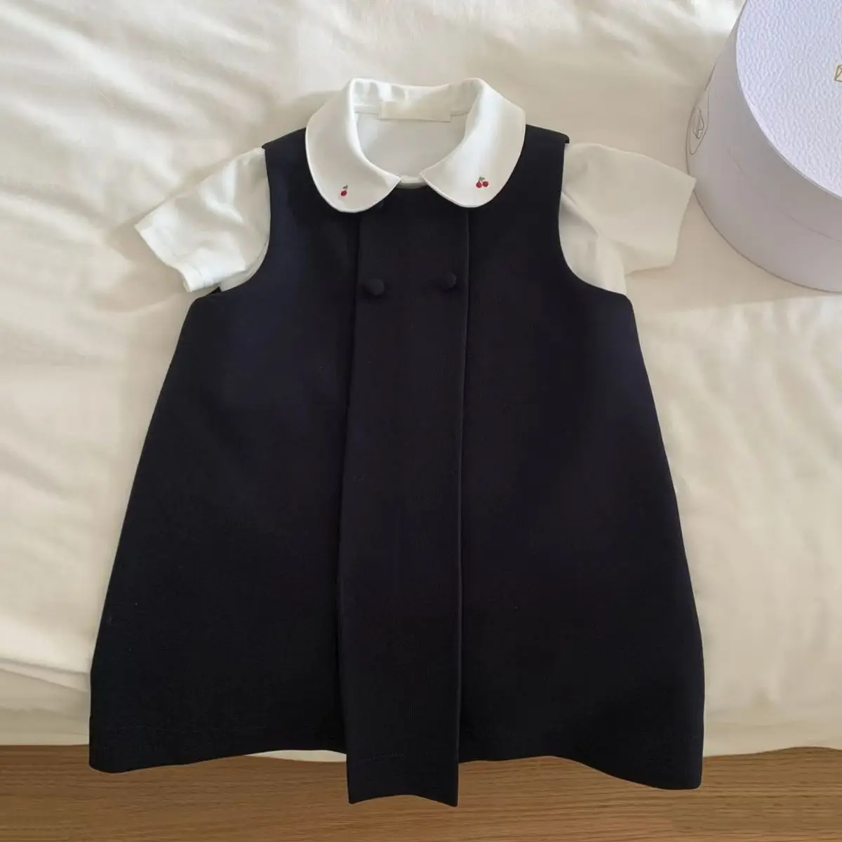 

Girls Summer Set 2026 Kids Short Sleeve Shirt Doll Collar Vest Dress Two-Piece Set Children's New Arrival