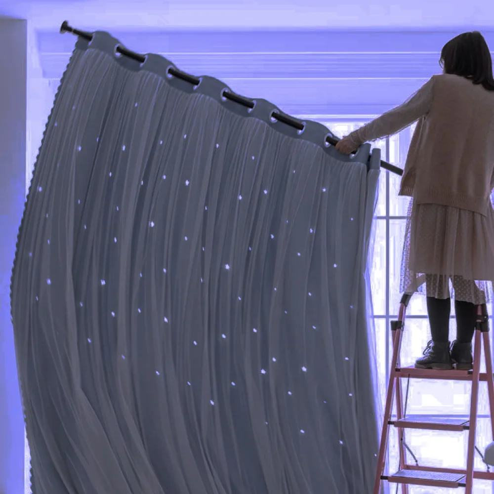 

Star Curtains Hollow Out Blackout Curtains for Kids Room Decor Double Layer Star Cut Out Window Curtains with Tiebacks
