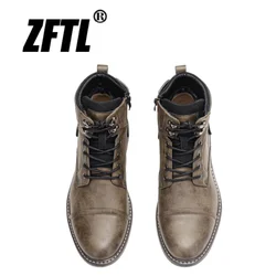 ZFTL New Men Basic Boots man Casual Tooling boots male large size Desert boots man Western boots outside lace up male boots 2025