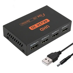 1 x 4 HDMI-compatible Splitter Converter 1 In 4 Out HD 1.4 Splitter Amplifier HDCP 4K/1080P Dual Display for HDTV DVD PS3 Xbox