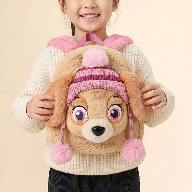 New Hot Potdemiel PAW Patrol Plush Backpack Cute Cartoon Dog Design Soft Furry Toddler Boys Small School Travel Backpack - view 4