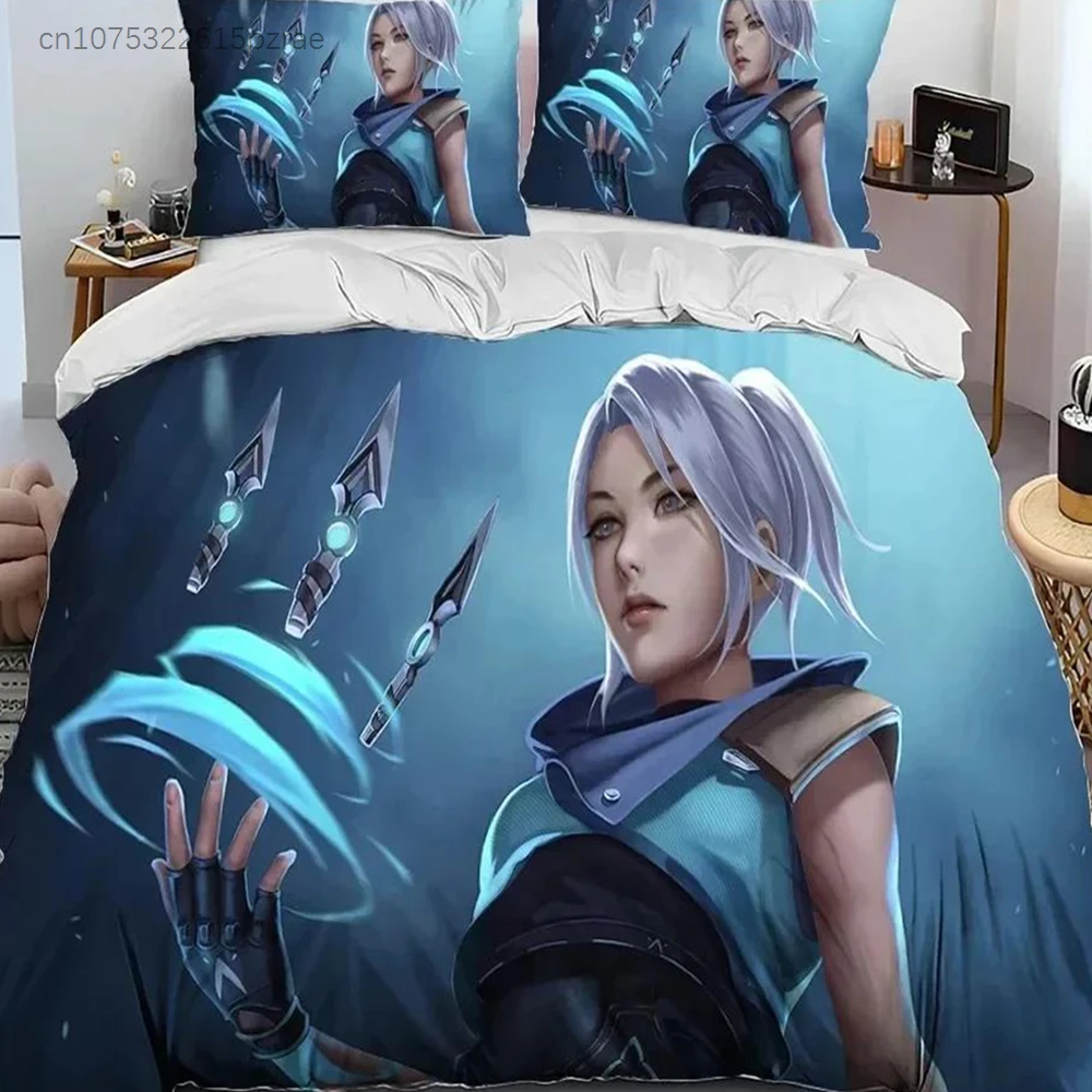 3D VALORANT Game Gamer Cartoon Comforter Bedding Set,Duvet Cover Bed Set Quilt Cover Pillowcase,king Queen Size Bedding Set Boys