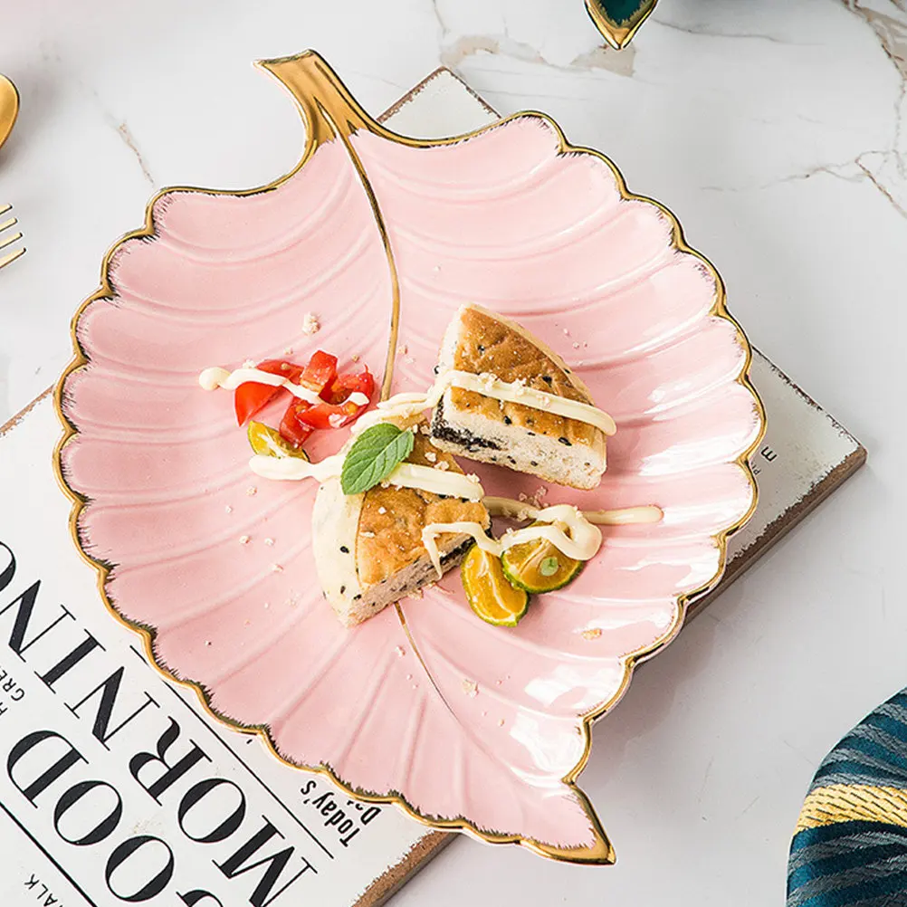 1Pcs Gold Rim Ceramic Jewelry Tray Creative Storage Dish for Necklaces Rings Earrings Display Decor Desktop Organizer Jewelry