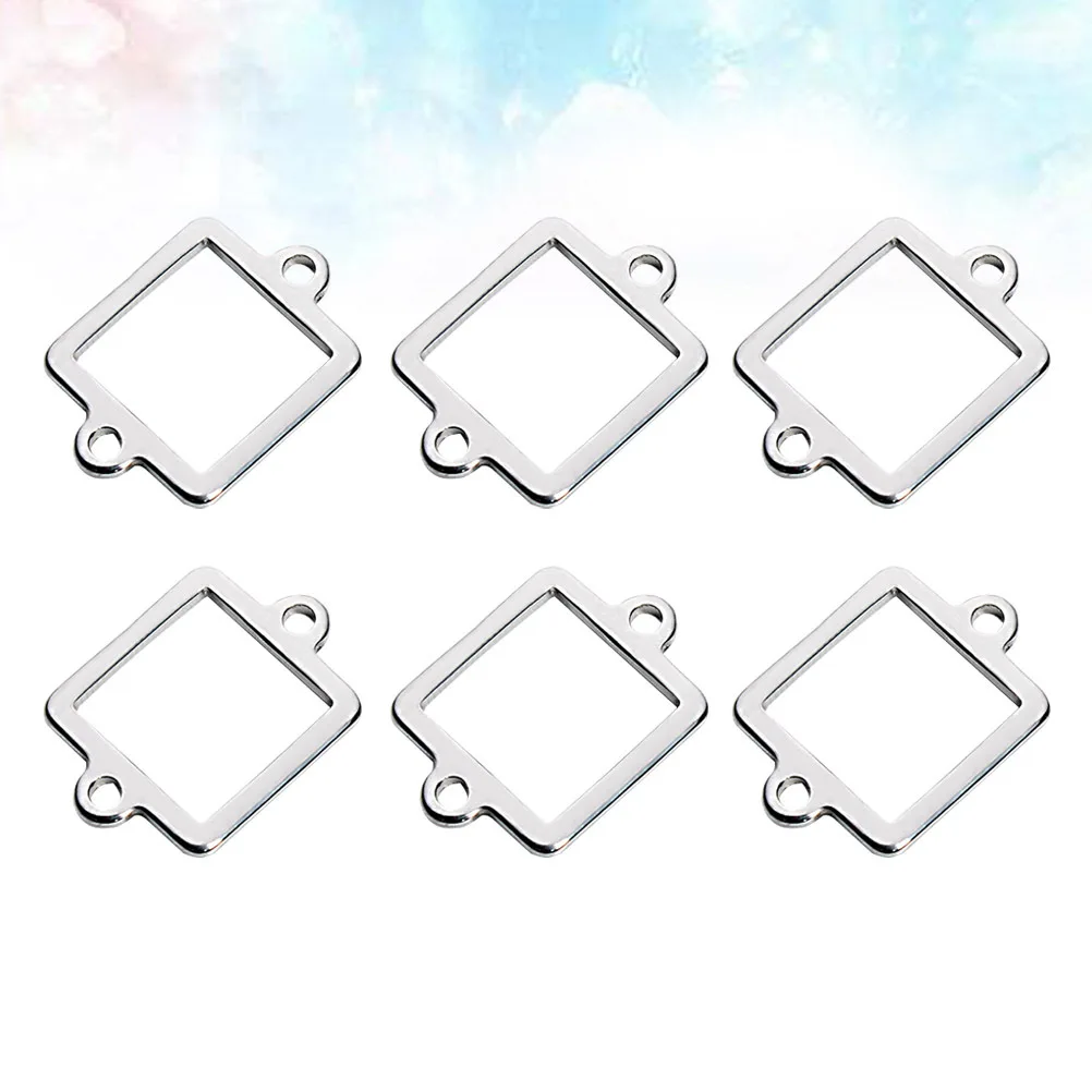 

20pcs Stainless Steel Pendant Accessories Double Hole Diy Jewelry Making Base For Necklace Silver Tone Durable Trays Findings