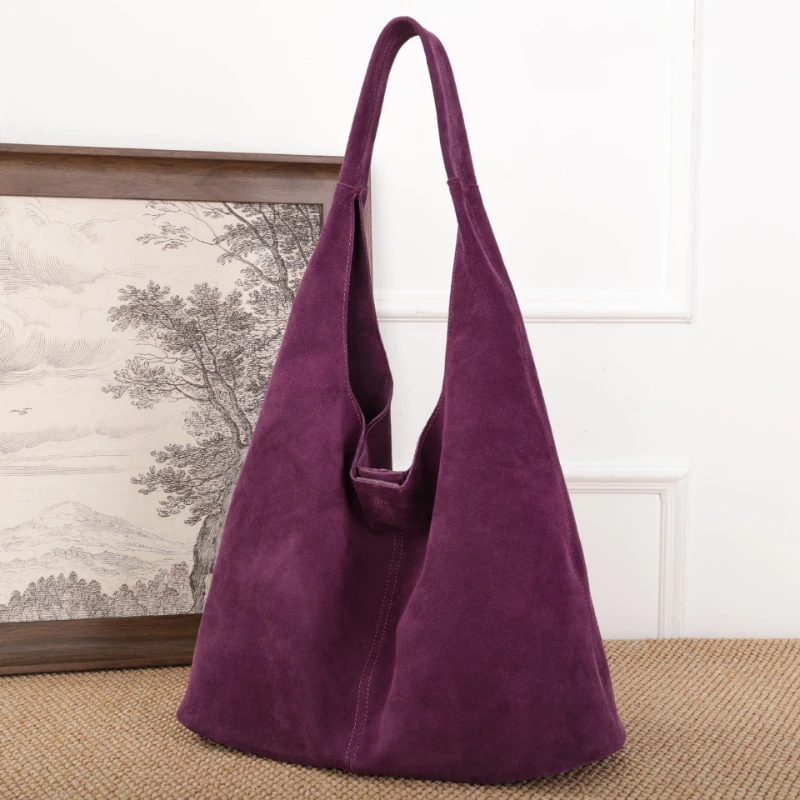

Vintage Faux Suede Cowhide Hobos Women Shoulder Bags Large Capacity Matte Tote Bag Retro Trend Autumn Shopper Purses Handbags