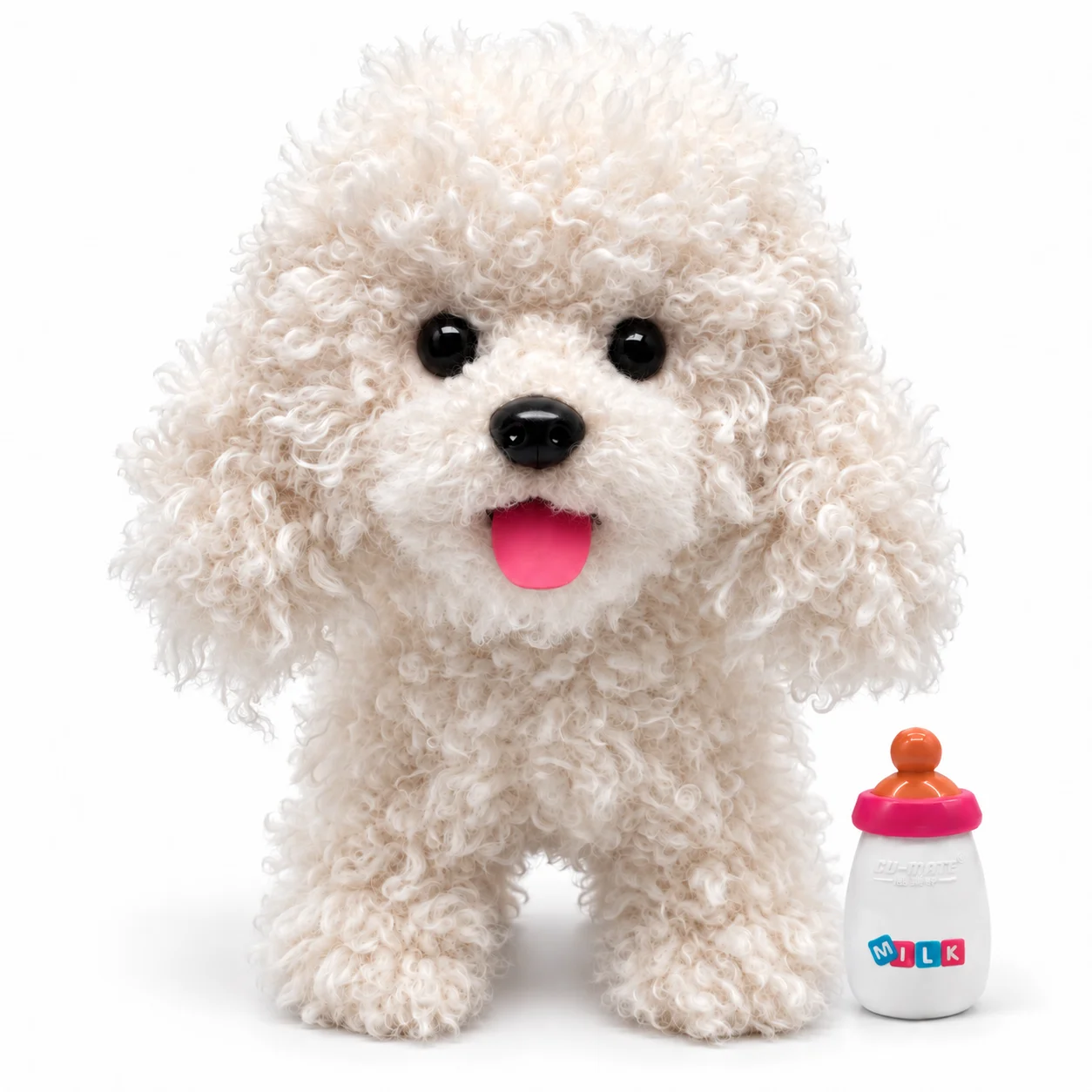 Interactive White Poodle Robot Dog Plush Dog Toy Gift for Kids 12"