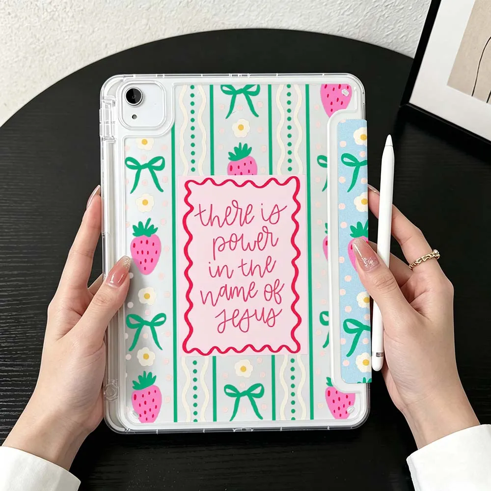 Cartoon Sardine Can Design For iPad Mini Pro Air 5 6 7 8 9 11th 11 9.7 10.9 13 inch Transparent Y-Shaped Folding Tablet Case