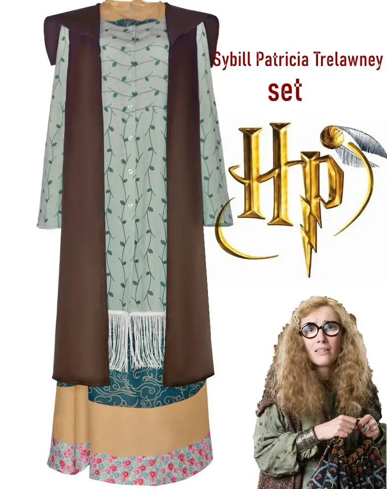 Halloween Party Harryy Potter Cosplay Costume, Sybil Patricia Trelawney Cosplay Costume, Stage Performance Accessories Gifts