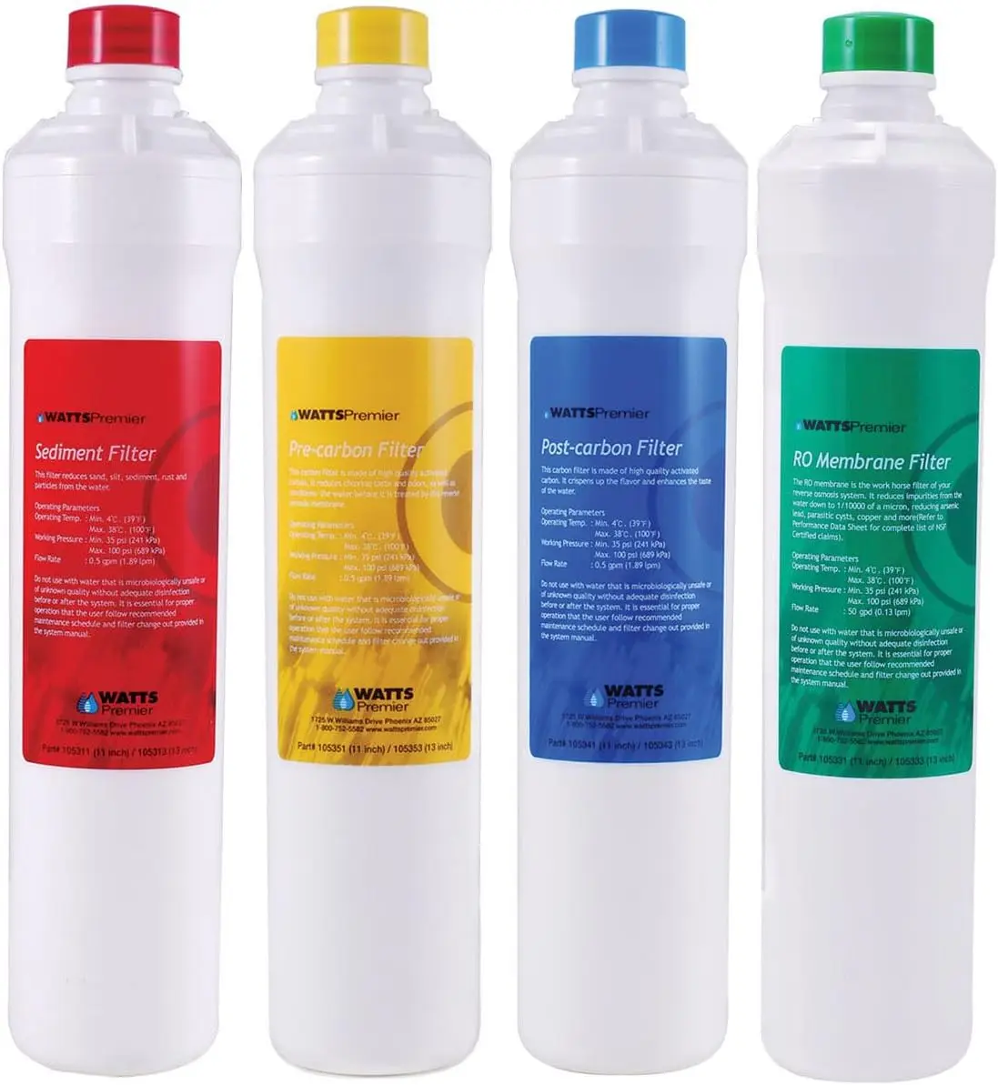 WP531152 RO Pure Reverse Osmosis Filtration System Water Replacement Cartridge, Multicolor, 4 Pack