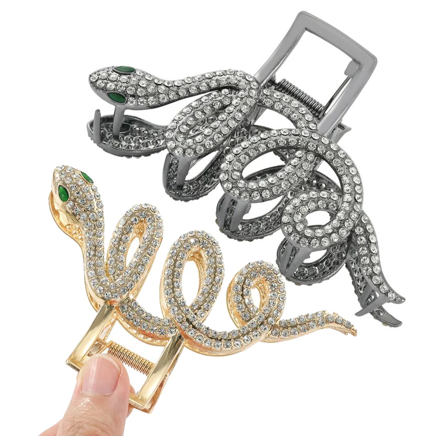 Snake Hair Claw HairPins Women Luxury Rhinestone Headdress Clip Girl Heawear Accessories