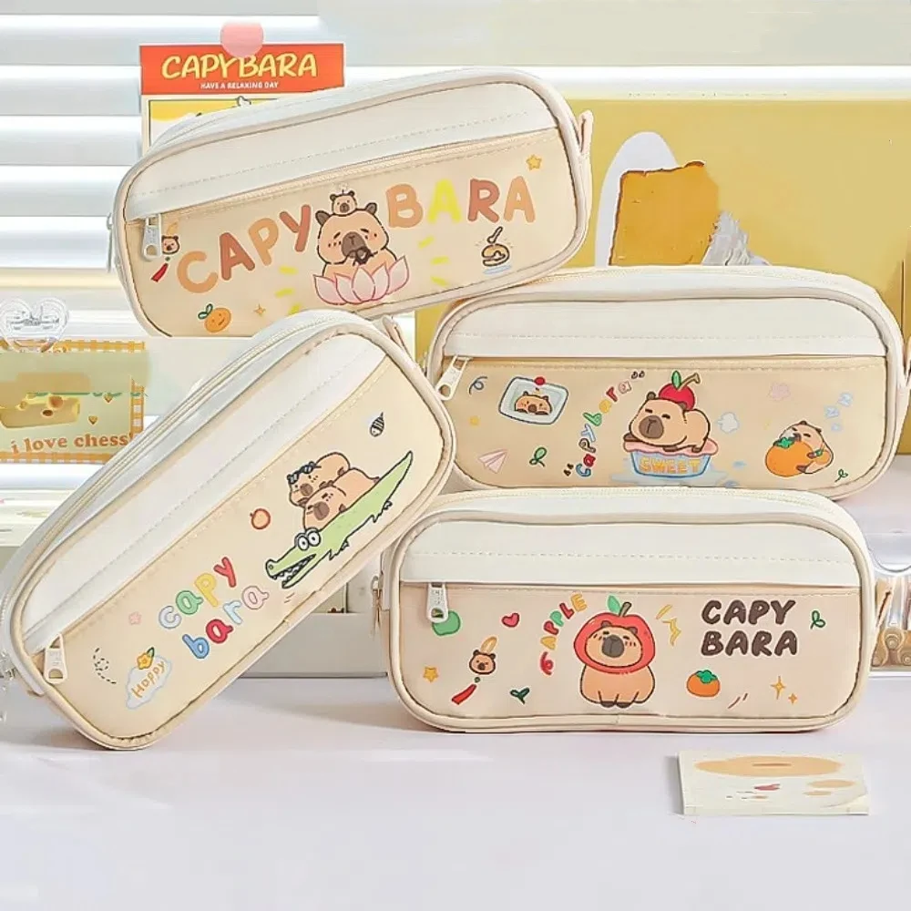 Pencil Case Capybara Stationery Bag Large Capacity Desktop Storage Large Capybara Pen Bag Capibala Animals Cartoon Pencil Bag