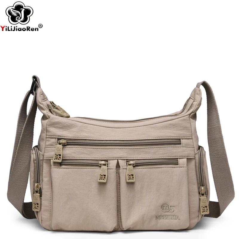 Elegant Shoulder Bags Women Water-resistant Nylon Crossbody Bags Designer Fashion Handbags Multi-pocket Tote Messenger Bag