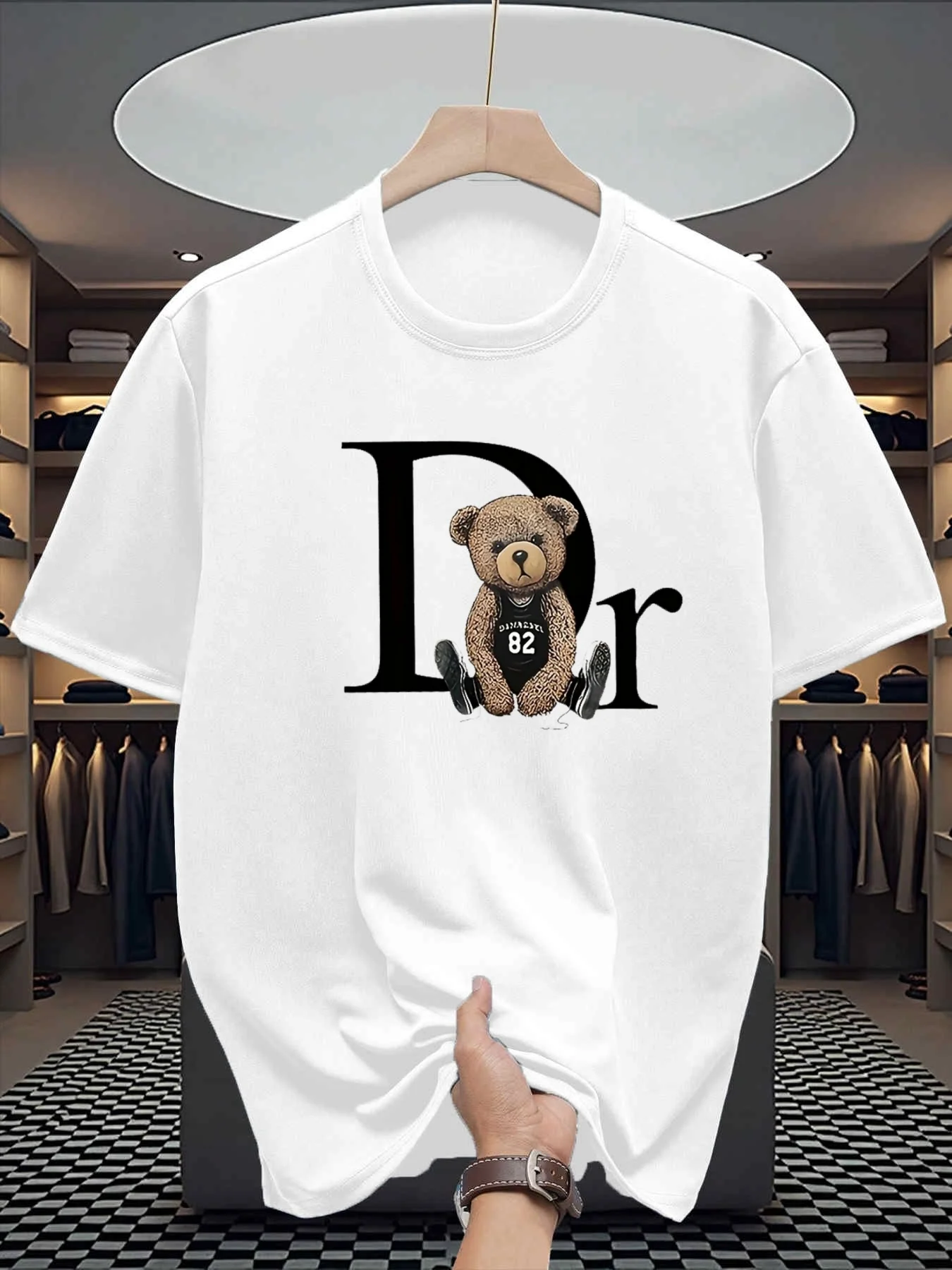 

Summer fashion trendy printed round neck T-shirt 2025 new sporty thin comfortable quick-drying short sleeves