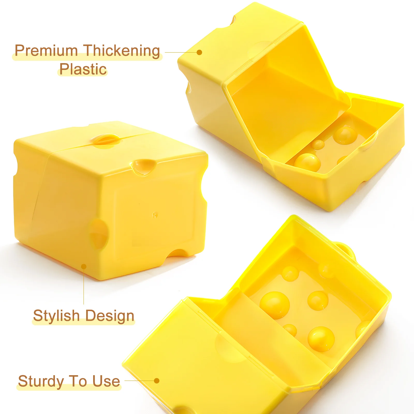 Récipients alimentaires avec couvercles tranche de fromage bac à légumes réfrigérateur stockage petites boîtes beurre cuisine Design cas jaune voyage