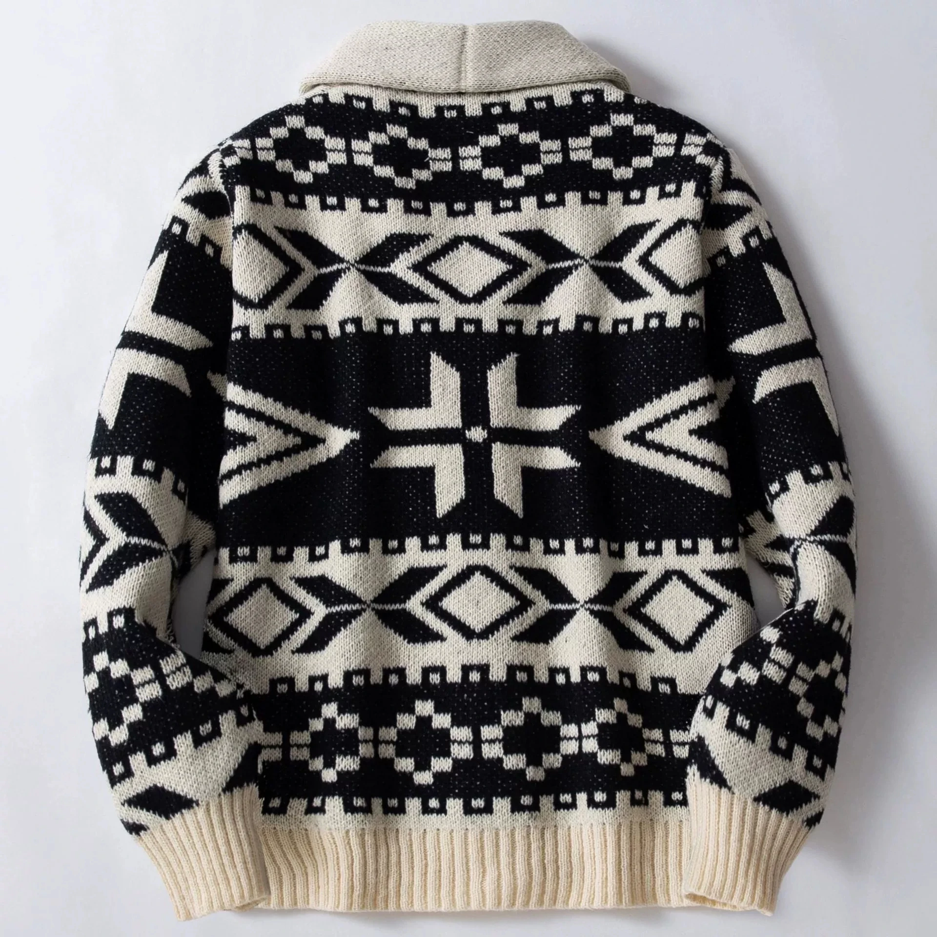 

Men's retro European and American heavy-duty jacquard knitted sweater with thick collar and thick needle sweater jacket