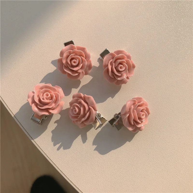 5Pcs New Small Bow Hairpins Cute Peach Rose Headwear Hair Accessories Girl Side Bangs Clip Sweet Hair Clips Headdress Jewelry