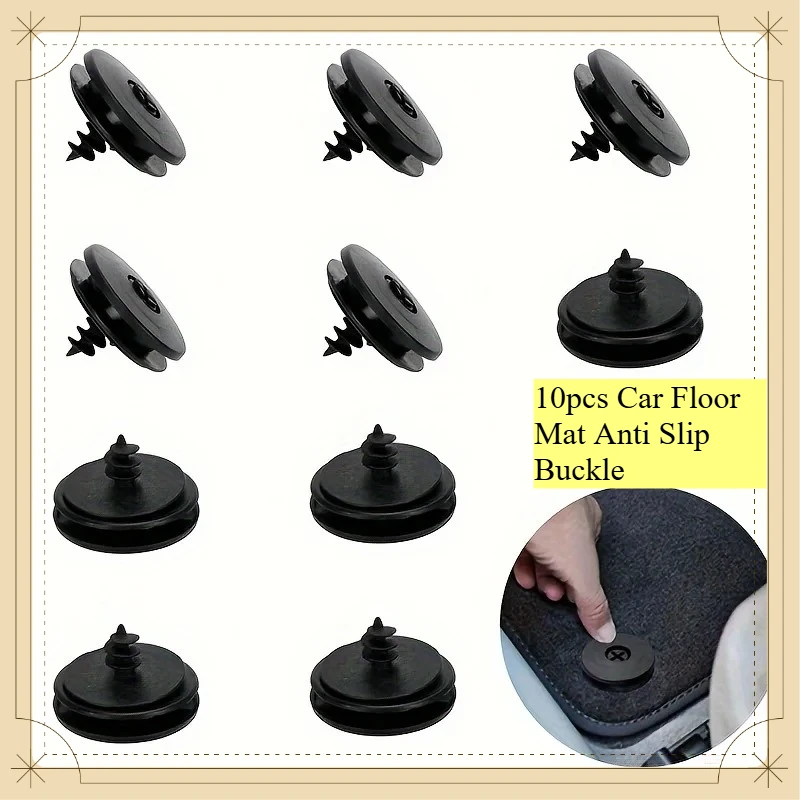 10pcs Car Floor Mat Anti Slip Buckle Universal Foot Mat Fixing Buckle Rotating Anti Slip Button Circular Carpet Fixing Buckle