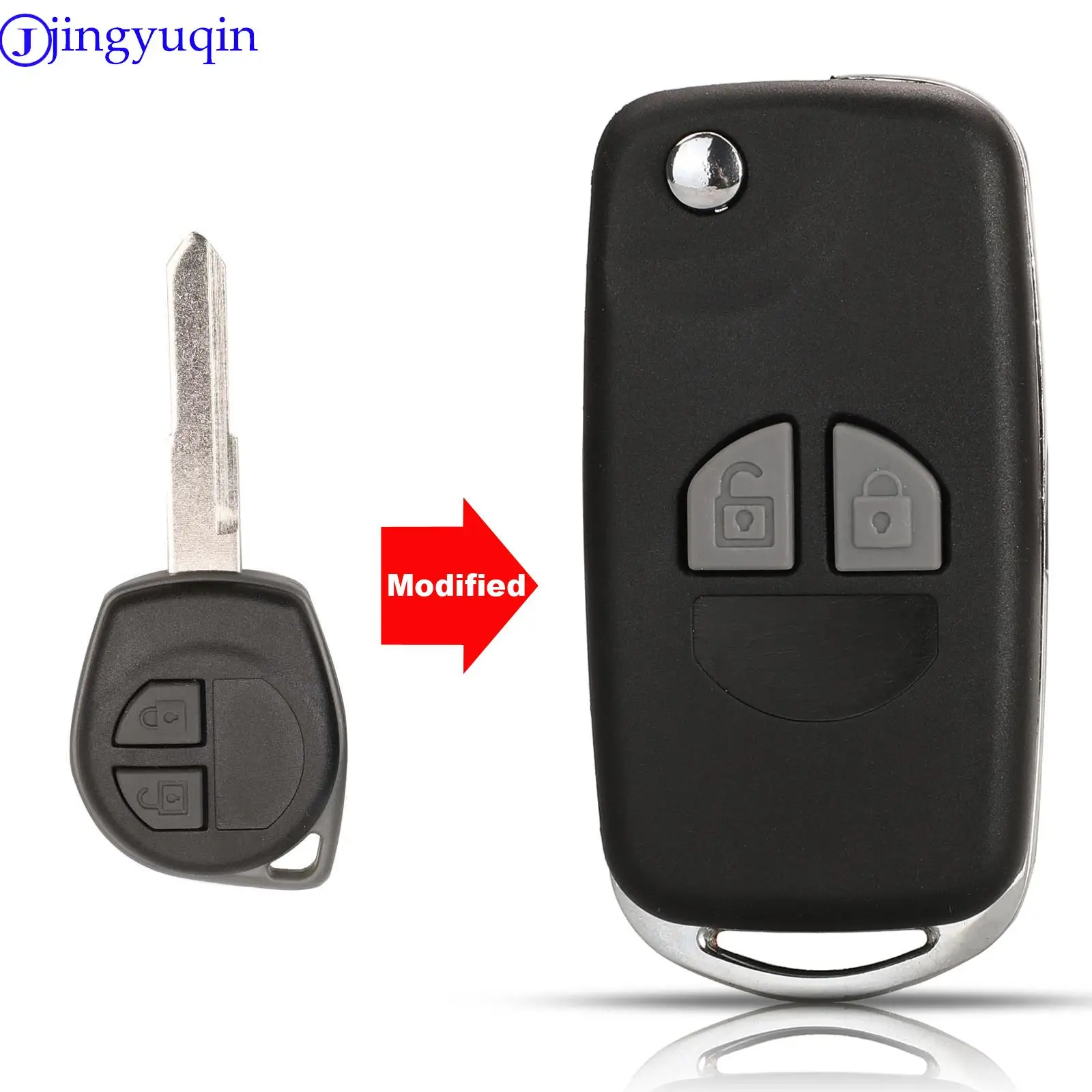 jingyuqin Modified Car Key For Suzuki Swift Grage Vitara Alto 2 Buttons Flip Folding Car Key Case Shell Upgrade Remote Key