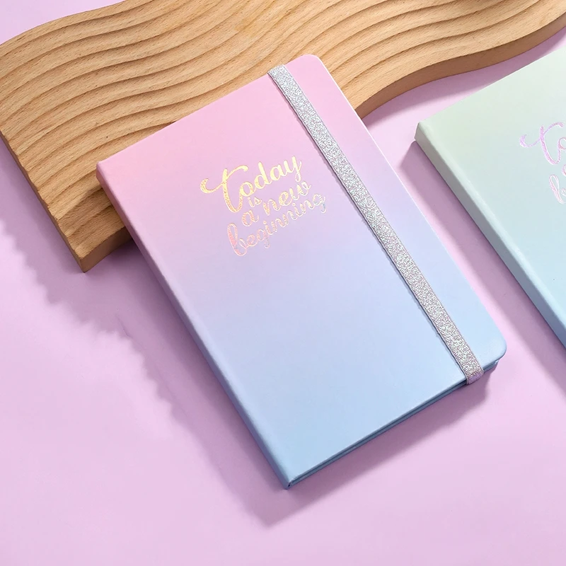 Gradient PU Leather Weekly Planner Notebook Undated Journal Self-Filling 112 Sheets with Elastic Band for Students And Office Us
