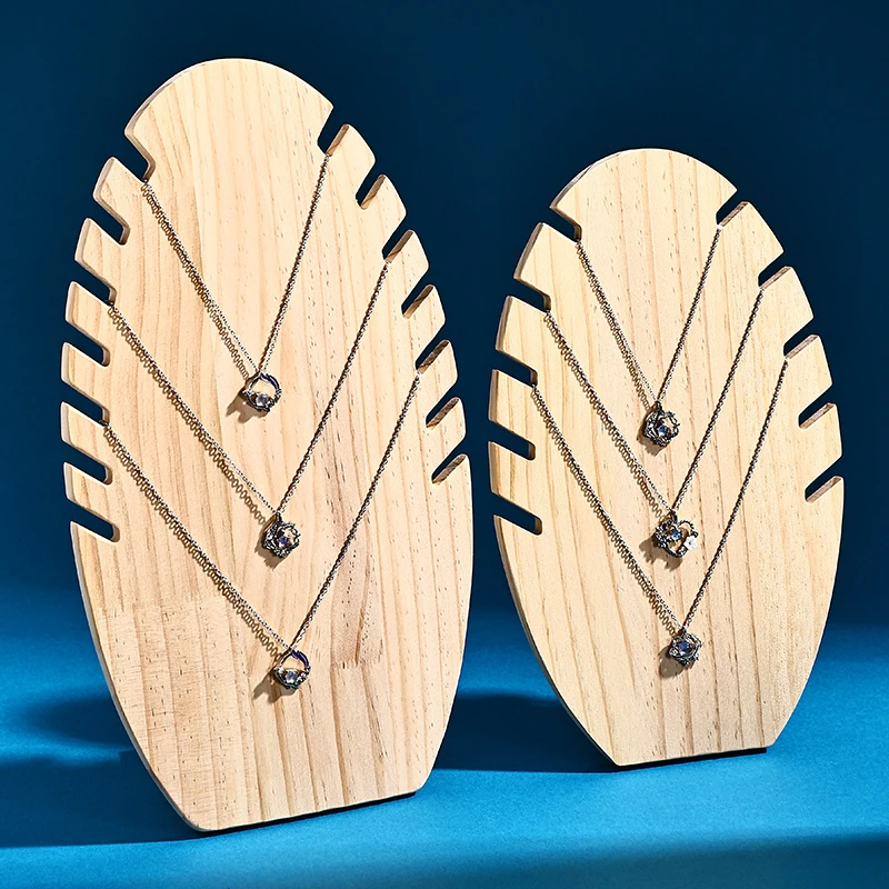 Solid Wood Jewelry Display Stand, Necklace & Bracelet Holder, Pendant Organizer Rack, Wooden Jewelry Display Prop for Store Wind