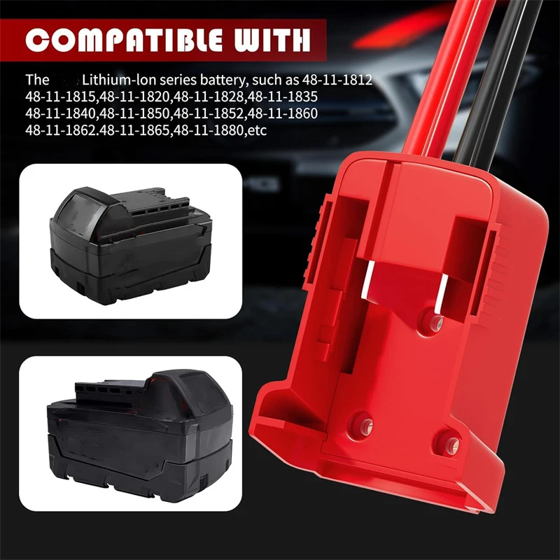 Jumper Cable Clamps for Milwaukee 18V 48-11-1812 48-11-1820 Li-ion Battery Jumper Starter, 8AWG Automotive Booster Cable