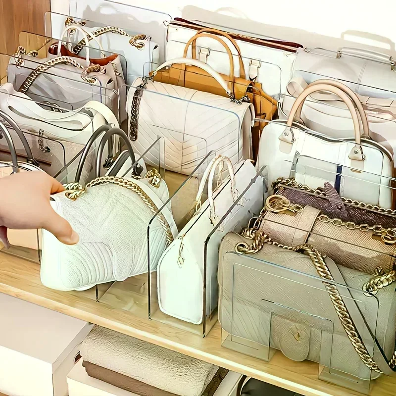 Clear Bag Storage Divider Closet Finishing Divider Purse Handbag Storage Rack Transparent Book Organizer Stand