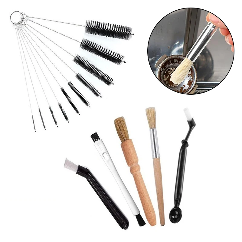 5/15pcs Coffee Brush Set Espresso Brush Kit Include Wooden Coffee Grinder Machine Cleaning Brush And Nylon Espresso Brush