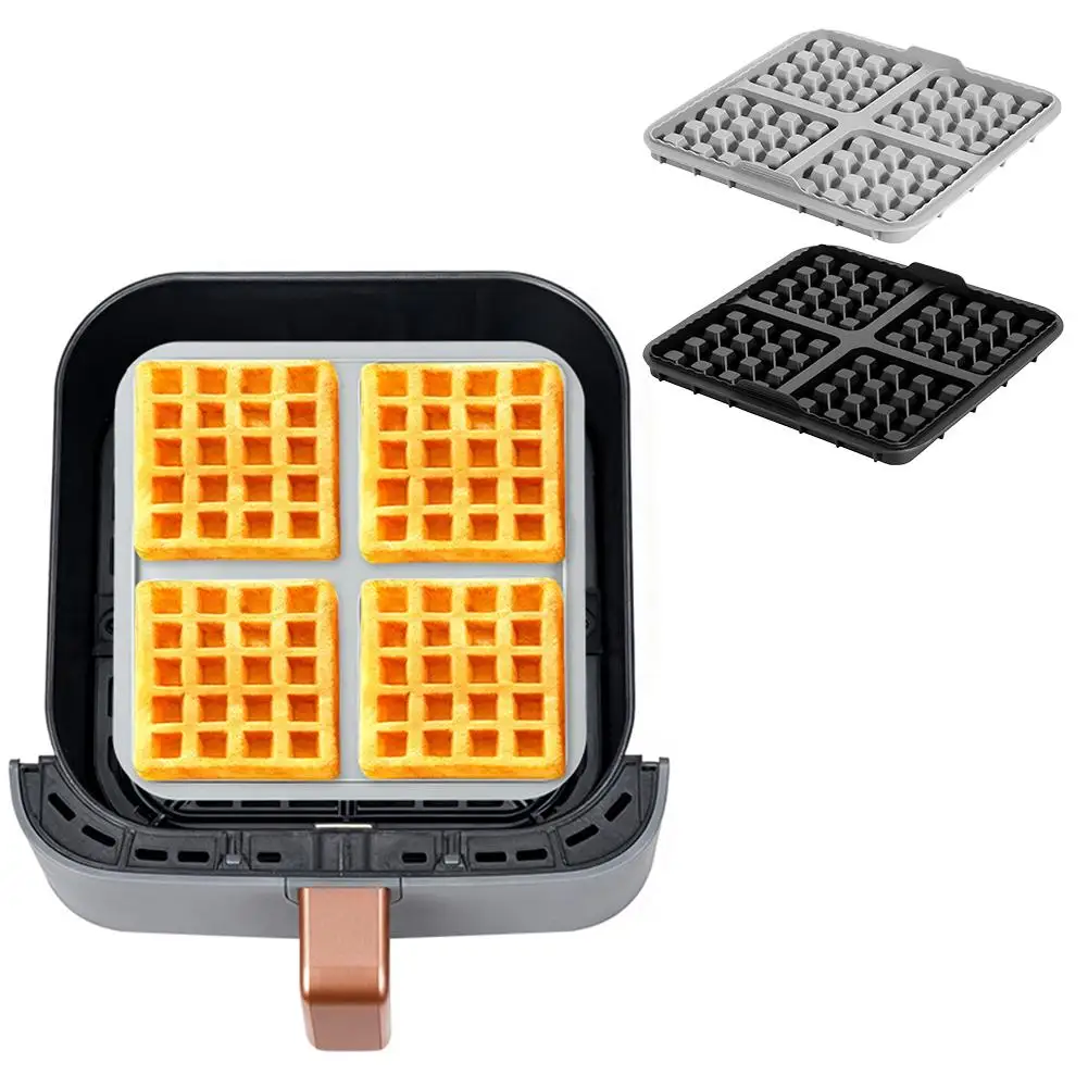 Square Silicone Waffle Maker Mold Food Grade Non-stick Reusable Waffle Biscuit Making Tray Baking Mold for Pancake Waffle Cookie