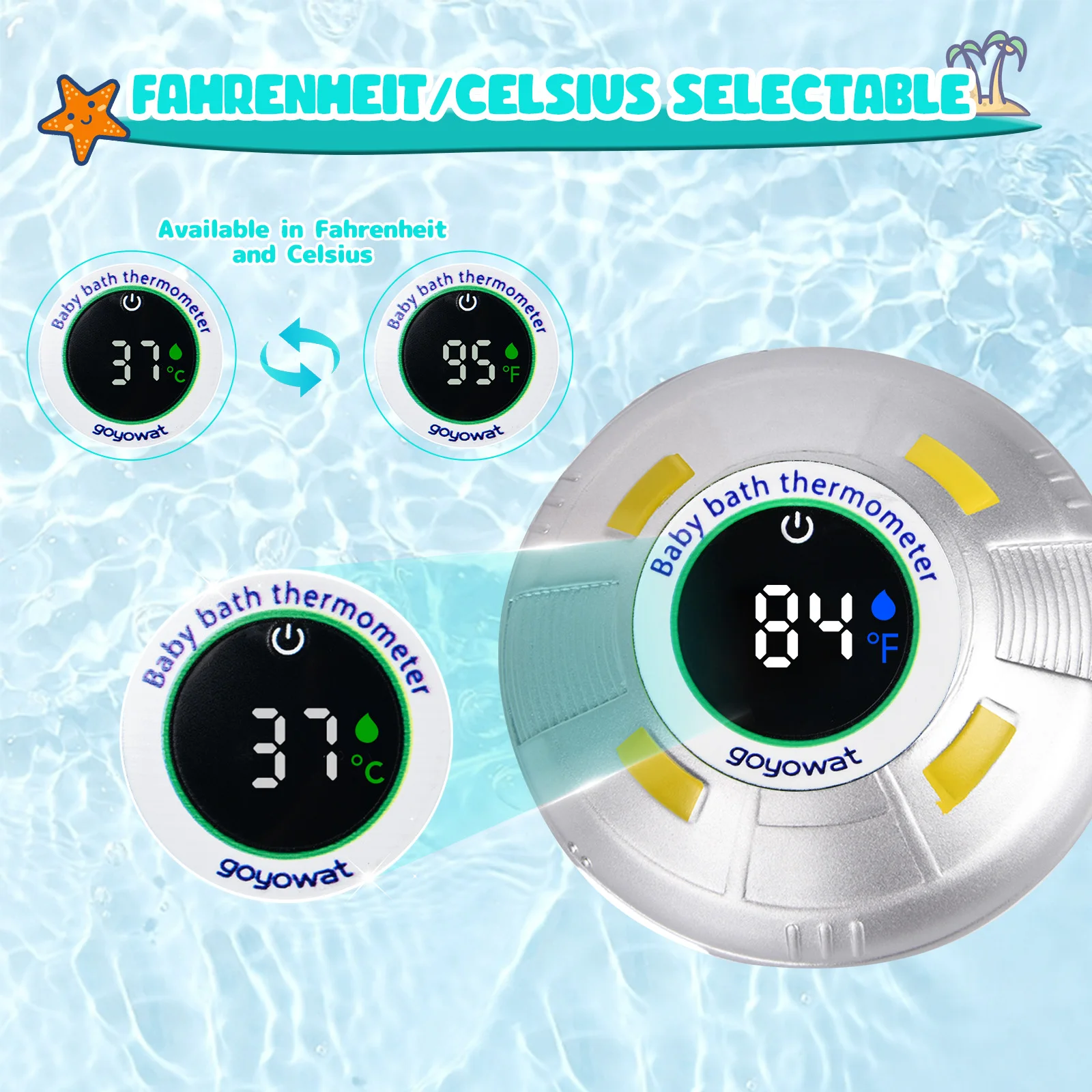 Termometro da bagno per bambini giocattolo del fumetto Display a LED misuratore di temperatura dell'acqua sensore di sicurezza della temperatura dell'acqua per bambini allarme colore freddo/caldo