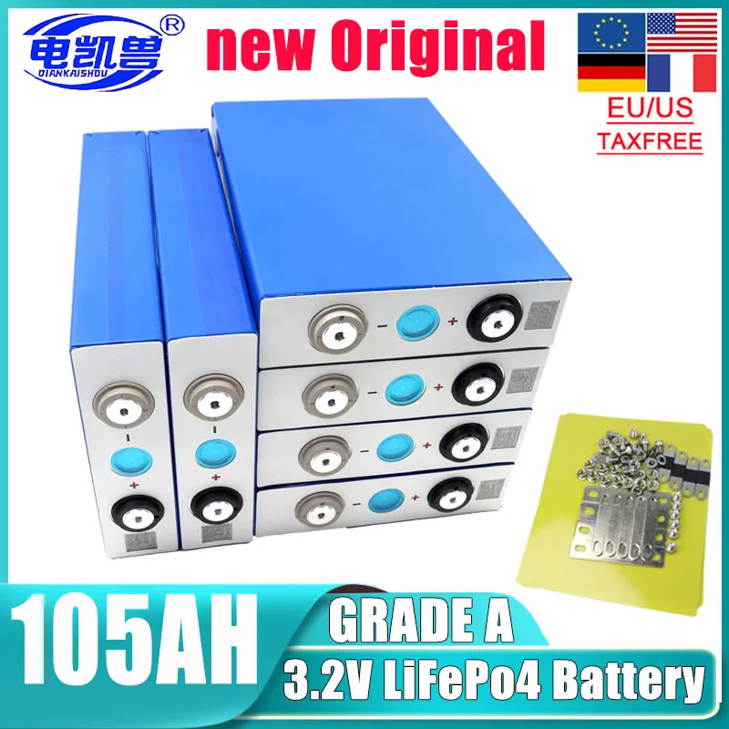 1-16PCS brand new 3.2V 105Ah 100ah LiFePO4 battery DIY12V 24V 48V RV A-level cycle solar energy storage rechargeable battery