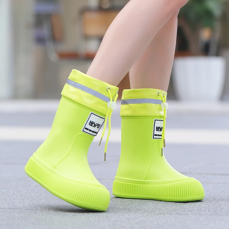 Rain Boots for， Boys and Girls Plus Size Fashion Non-Slip Waterproof Shoes ，Drawstring Waterproof Cute Wear-Resistant Rain Boots