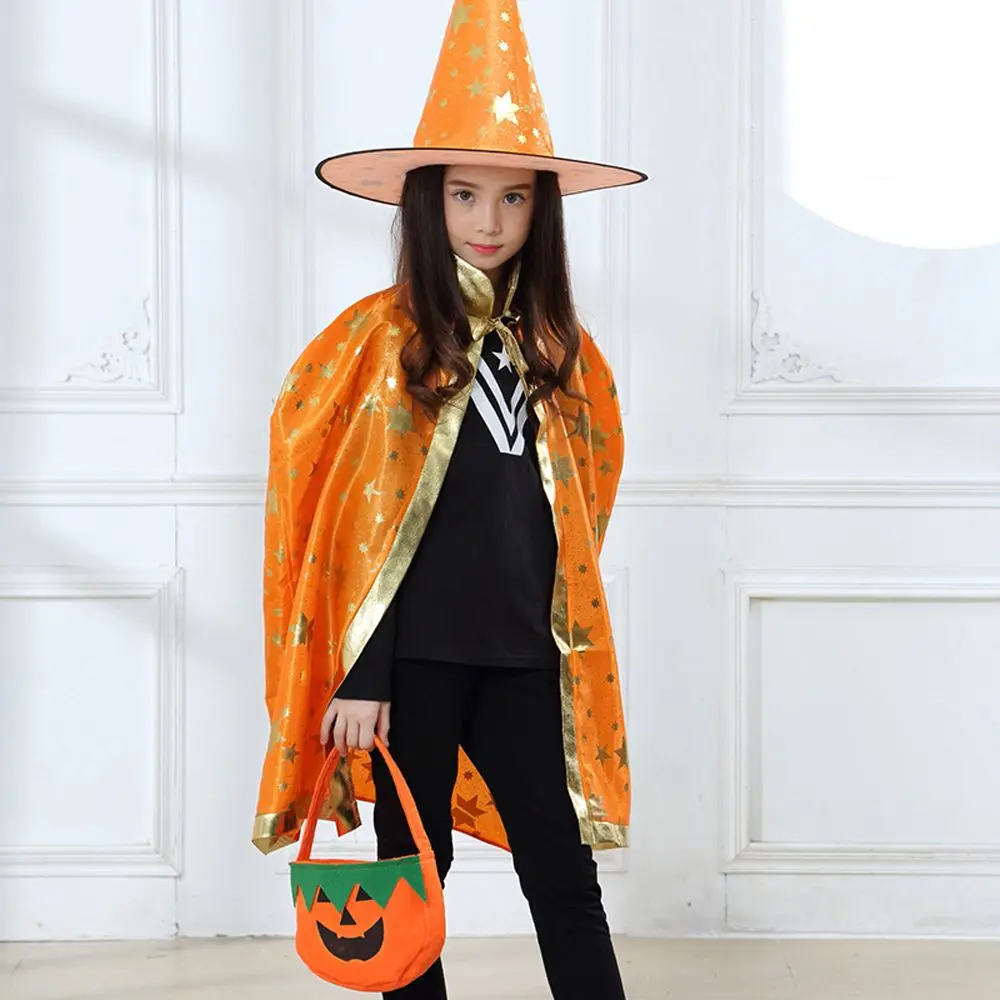 Trendy Mit Zauberer Hut Mädchen Für Jungen Stern Gruselige Kostüme Leistung Kleidung Halloween Mantel Sets Kinder Cosplay Kostüme