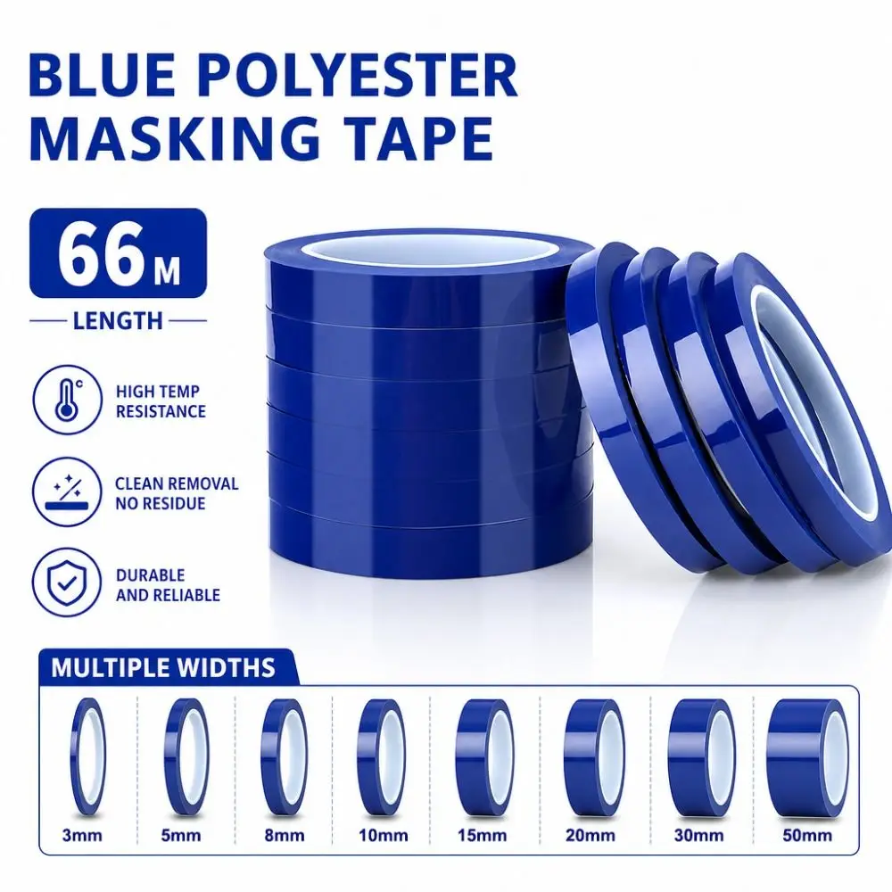 High Insulate 3/5/8/10mm Width Marking Tape 66 Meters Blue Adhesive Coded Tape Whiteboard Tape