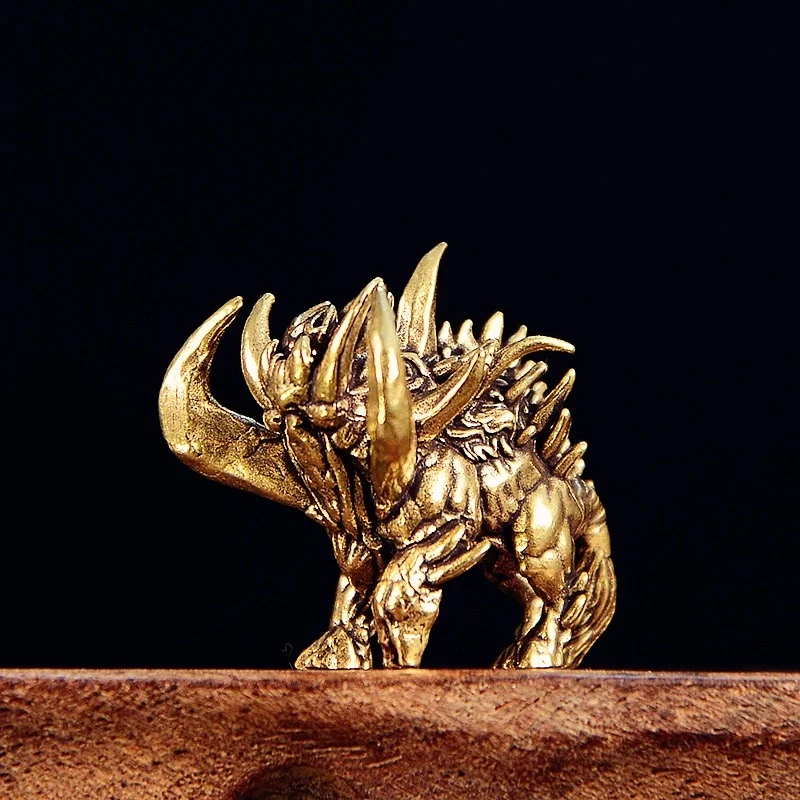 Solid Cast Brass Porcupine Wild Boar Figurine Kung Fu Tea Pet Retro Desktop Home Office Decor Present