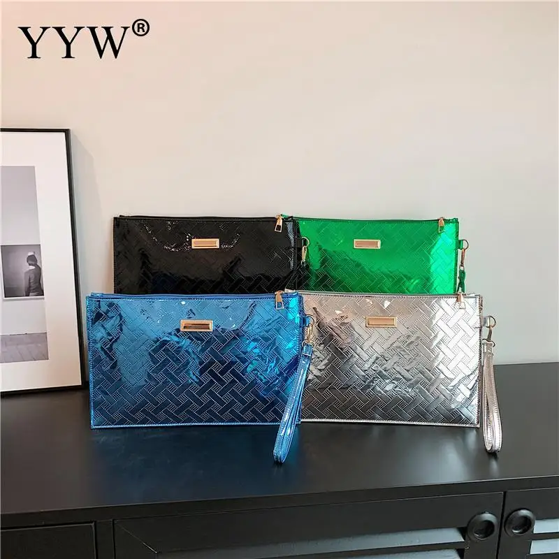 

Luxury Glitter Handbag 2023 Fashion Women Solid Color Pu Leather Envelope Bag Casual Ladies Small Handbags Purse Day Clutches