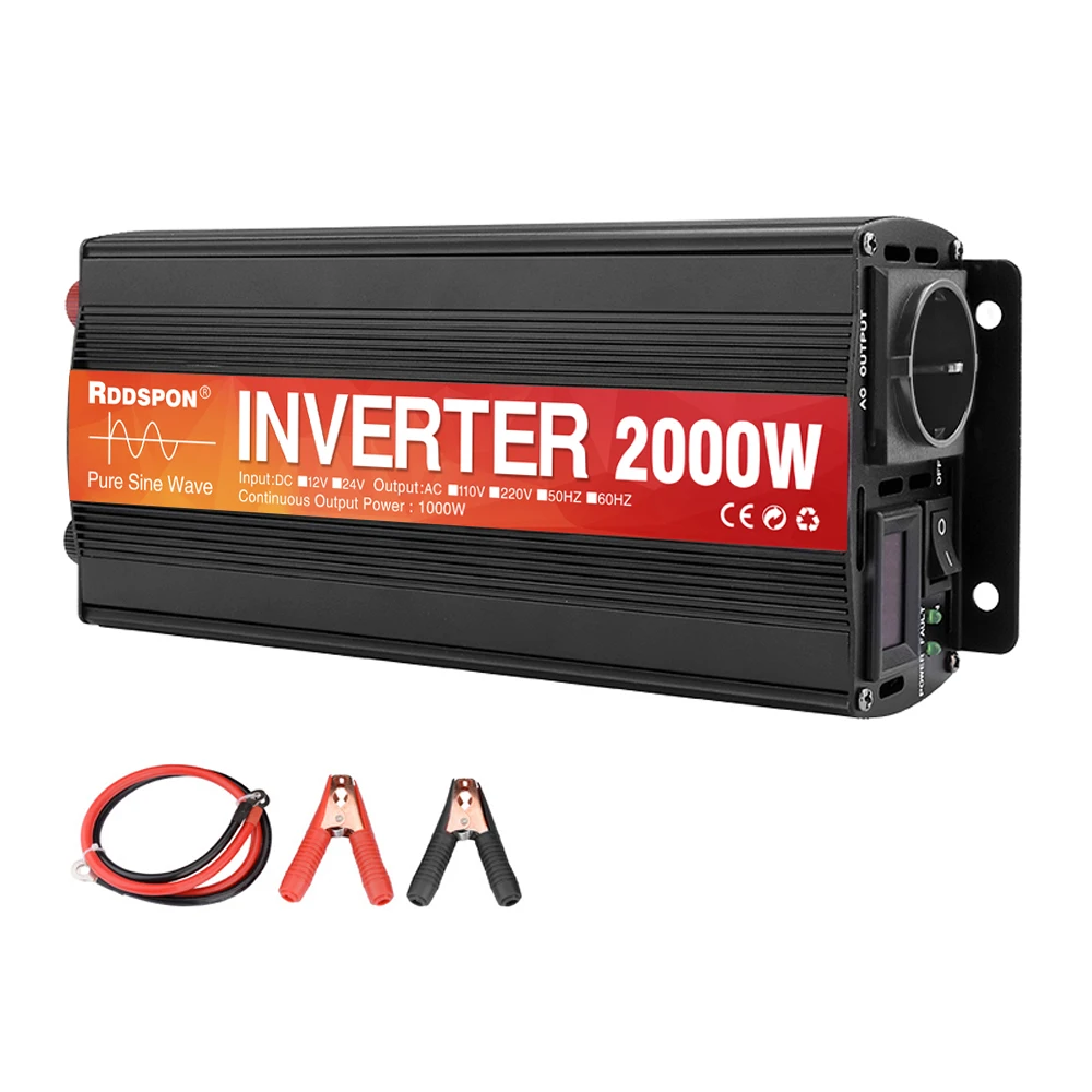 Imagem -04 - Inversor de Onda Senoidal Pura Rddspon 1600w 2000w dc 12v 24v para ac 220v 50hz 60hz Conversor de Tensão Solar Power Off Inversores Carro Grade