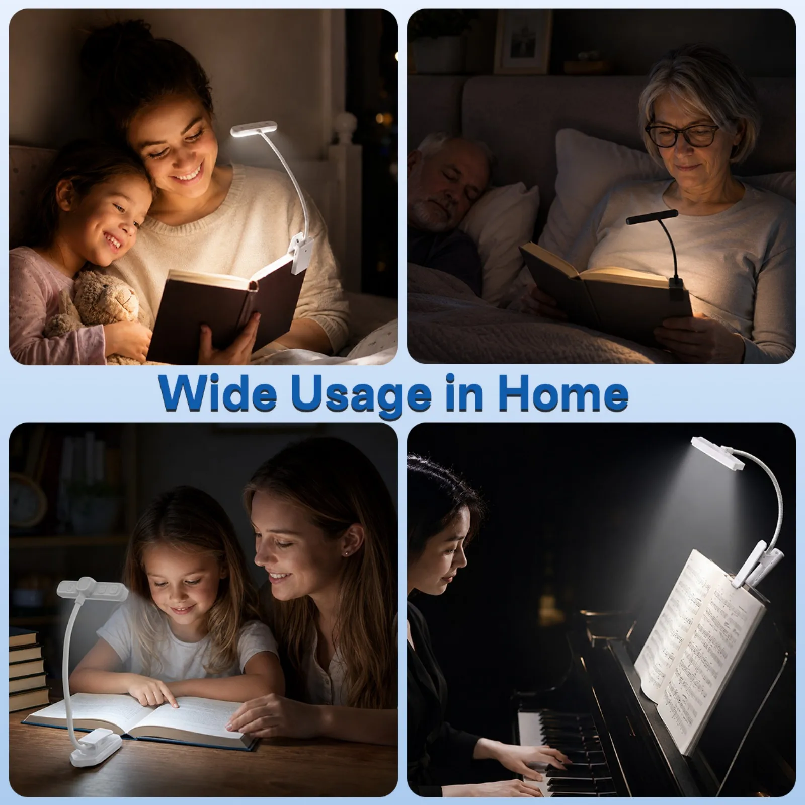 Bild 4: PZSUNLY Clip-On LED-Buchleuchte, USB-wiederaufladbar, Augenschutz, dimmbar, 3 Farben, tragbare Leseleuchte, Mini-Nachtlicht für Bett, Studium, Reisen, Kinder