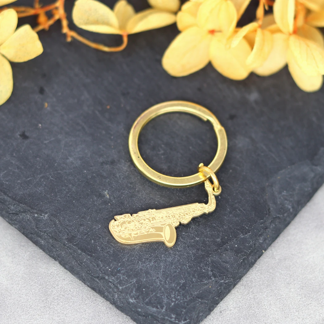 Chandler Alto Saxophone Pendant Key Chain for Women Sax Stainless Steel Jewelry Men Key Chain image 3