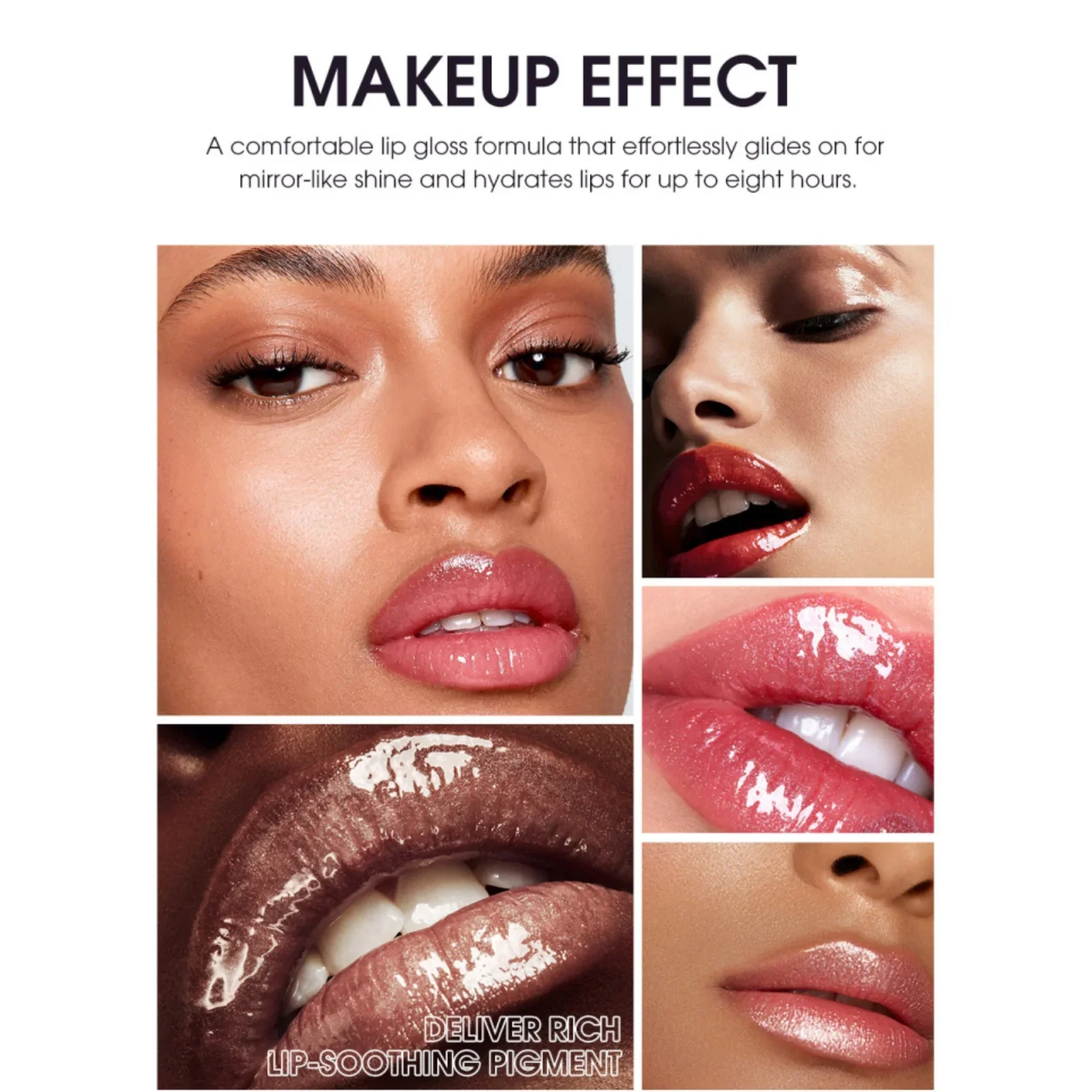 8 Colors Hyaluronic Acid Glitter Lipgloss Moisturizing Non-Stick Cup Natural Nude Lip Tint Long Lasting Lipstick Cosmetic Makeup