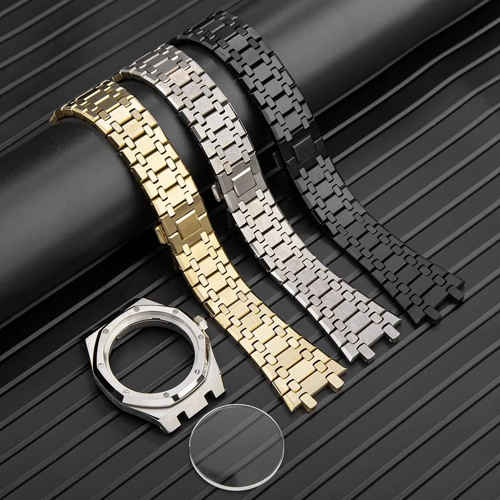 316L الصلبة الفولاذ المقاوم للصدأ حزام ساعة اليد إطار ساعة ل كاسيو GA2100 2110 سبائك التيتانيوم حالة حزام الساعات تعديل الرجال طقم ساعات