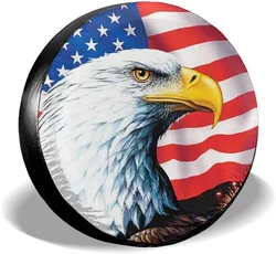 American Flag Eagle Spare Tire Cover Wheel Protectors Water Dustproof Fit for RV SUV Truck Camper Travel Camping Trailer