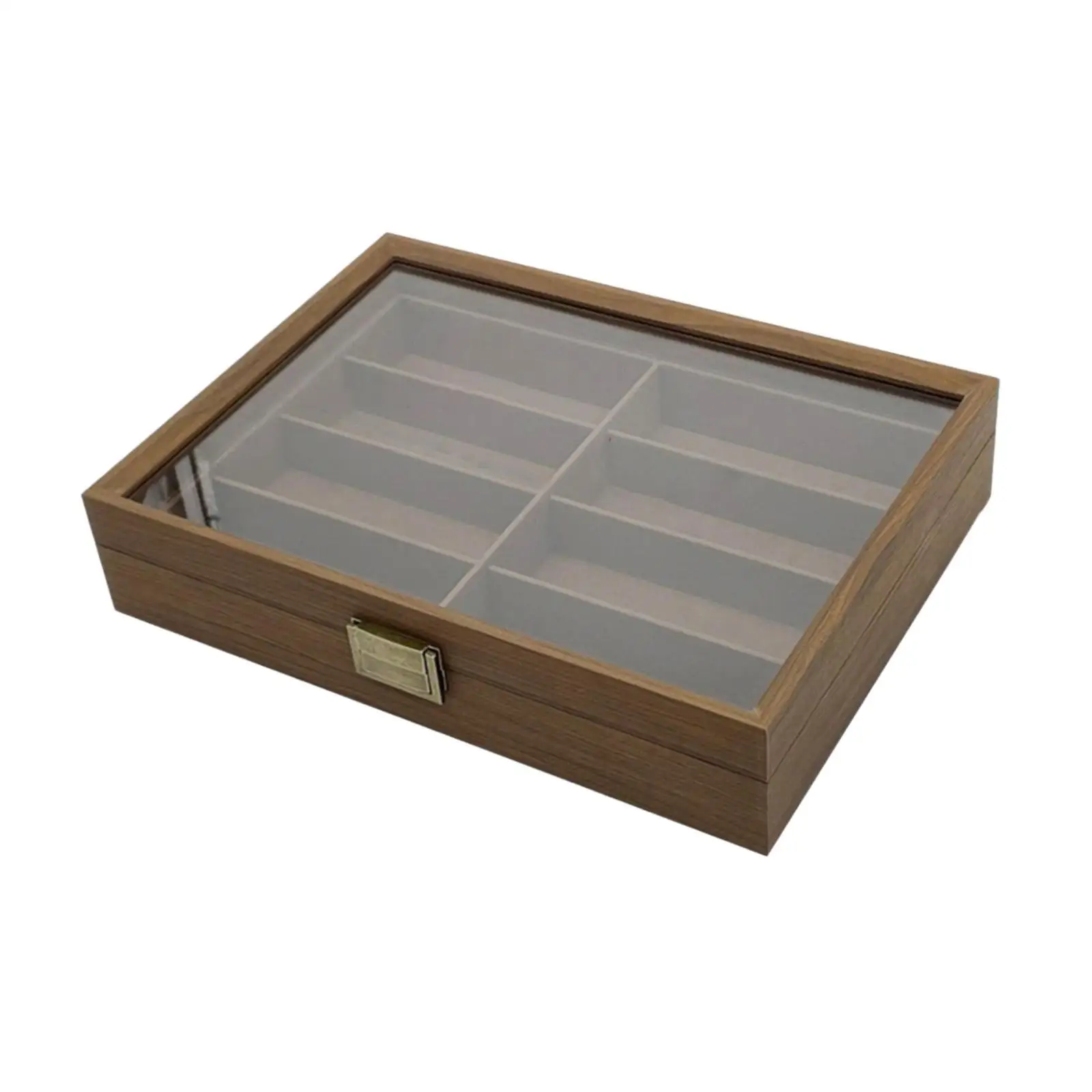 Wooden Sunglasses Organizer Box Eyewear Storage Container 8 Slots Brown Display Drawer for Collection Ornament Exhibition