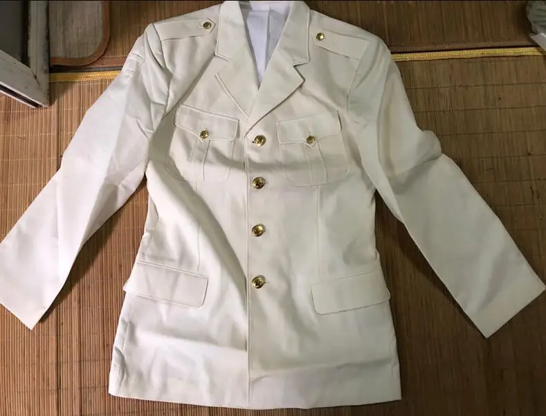 Chinese Navy White Jacket Men Spring Officer Coat Vintage 87s Military Captain Seamen