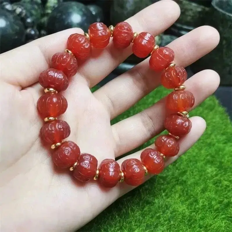 

Brazil's Natural Red Agate Striped Lantern Beads Bracelets for Men and Women Are Popular Bracelets Jewelry In This Animal Year.