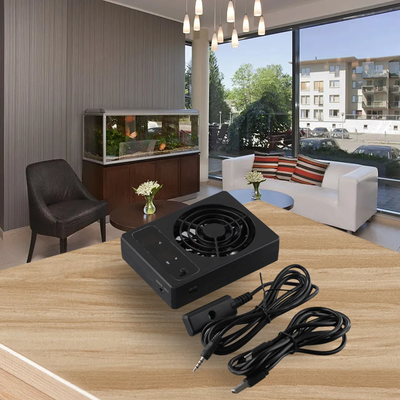 for Smart Cooling Fan For Reptile Tank With LED Display For Reptile Enclosure Dehumidifier For Rainforest-Terrarium
