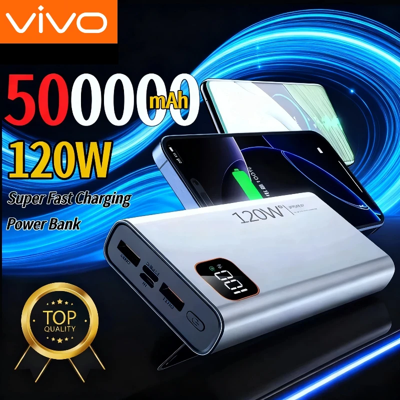 

Портативный внешний аккумулятор VIVO 500000 мАч, 120 Вт, сверхбыстрая зарядка, аккумулятор большой емкости с цифровым дисплеем для iPhone Samsung