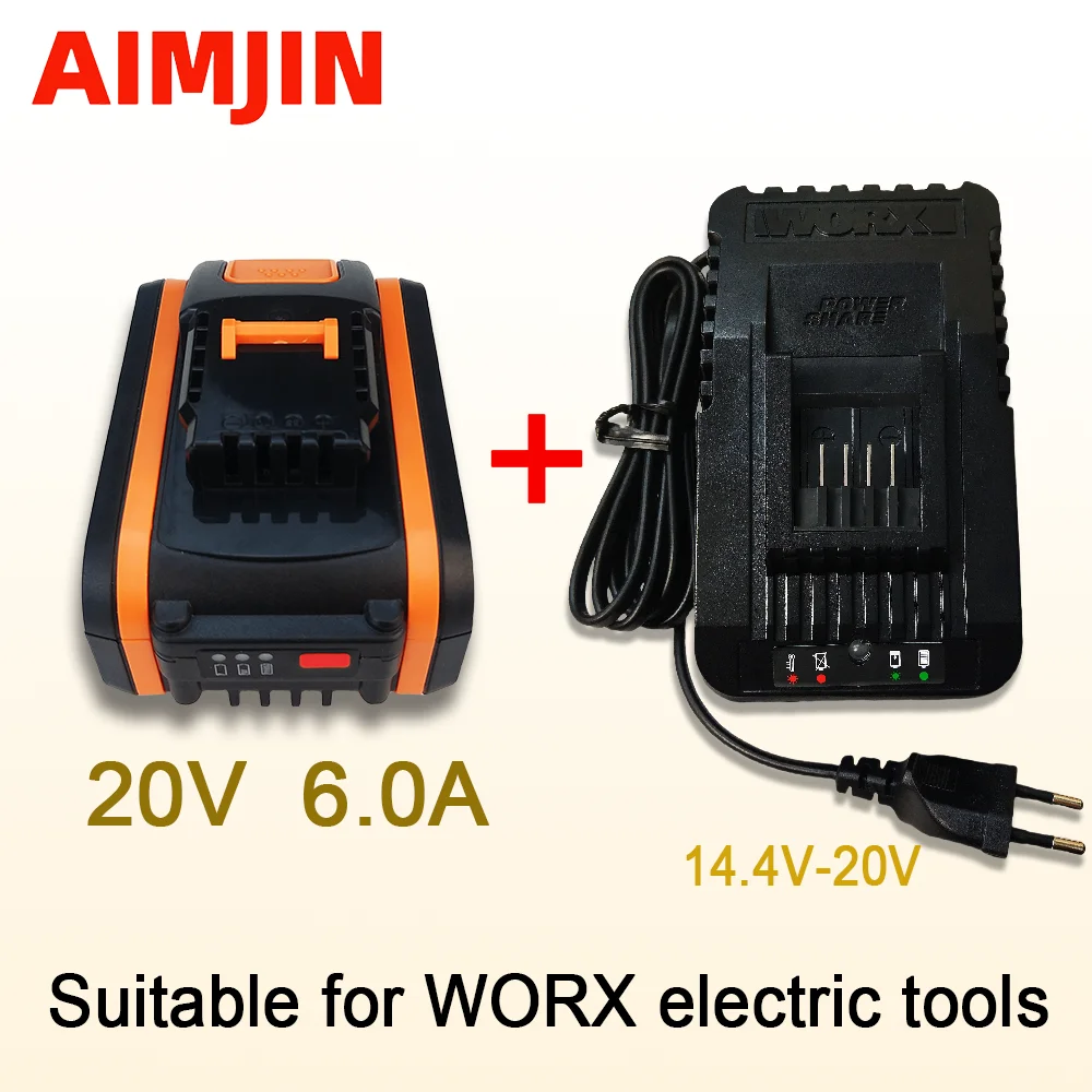 

Rechargeable Lithium Battery Replacement of WORX 20V 9Ah Electric Tool WA3551 WA3553 WX390 WX176 WX178 WX386 WX678 with Charger